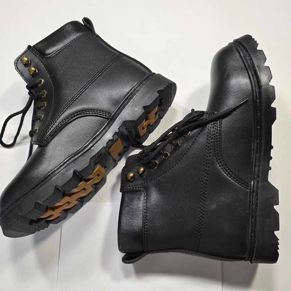 Himalayans Black Leather Boots Mens Size 7.5 Insulated Winter Combat Lace Rugged